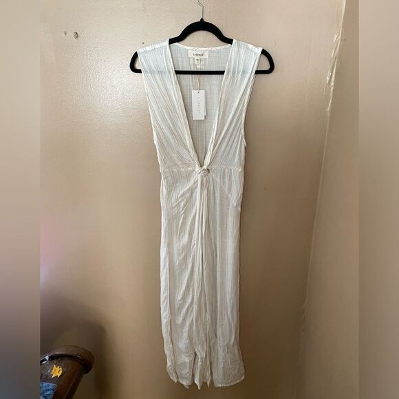 LSPACE Down The Line Cover Up in Cream sheer knot front beach swimwear Revolve - Picture 12 of 14